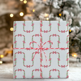 Papel De Presente Arco de Natal com Bolinhas Vermelhas em Aquarela