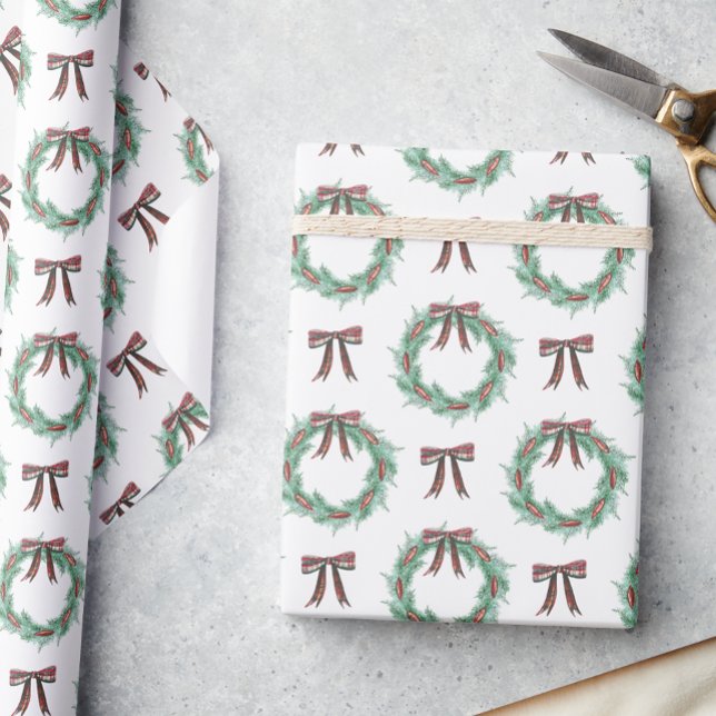 Papel De Presente Arco de Natal de Aquarela Garland (Criador carregado)