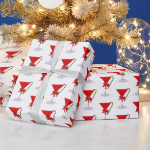 Papel De Presente Arco de Natal em Martini de Férias com Cana de Açú