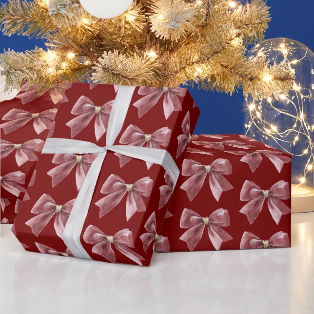 Papel De Presente Arco de Natal Vermelho Dourado (Feriados)