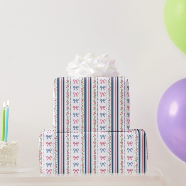 Papel De Presente Arco de noiva azul rosa coquete Aniversário de beb (Presentes para festas)