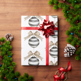 Papel De Presente Arco de ornamento Black White Stripes