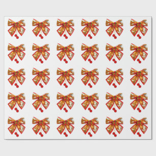 Papel De Presente Arco Dourado E Estrelas White Wrappaper