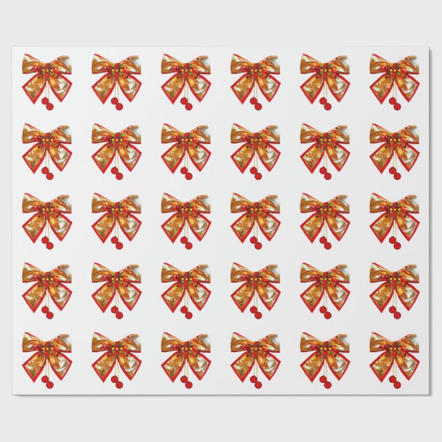 Papel De Presente Arco Dourado E Estrelas White Wrappaper (Aberto)