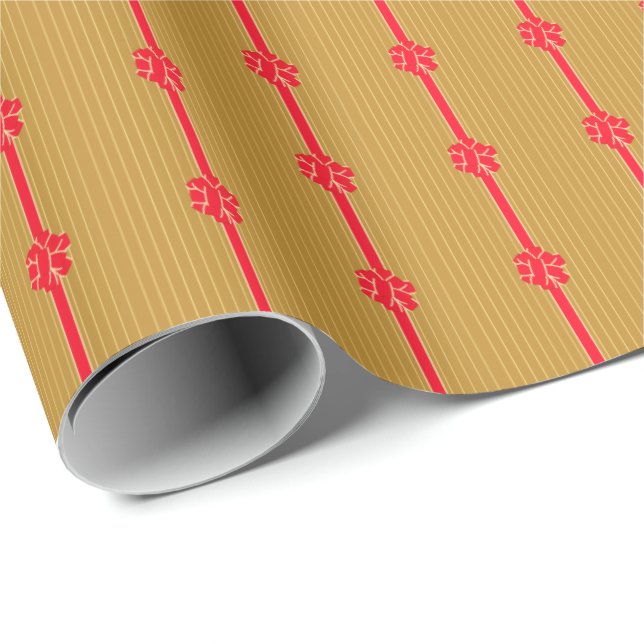 Papel De Presente Arco Dourado e vermelho (Ponta do rolo)