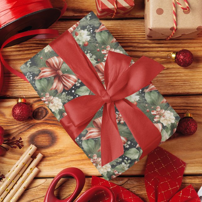 Papel De Presente Arco elegante de doces alegres de Natal (Criador carregado)