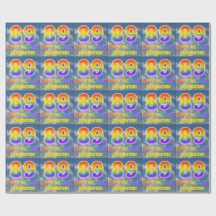 Papel De Presente Arco-Íris "89" e "FELIZ ANIVERSÁRIO", Nuvens, Céu