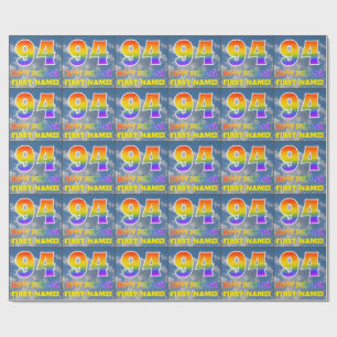Papel De Presente Arco-Íris "94" e "FELIZ ANIVERSÁRIO", Nuvens, Céu