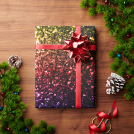 Papel De Presente Arco-íris amarelo vermelho roxo brilho falso faísc