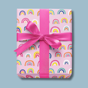 Papel De Presente Arco-íris Aquarela Rosa