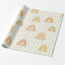 Papel De Presente Arco-íris Boho de Laranja e Amarelo Pastel Padrão 
