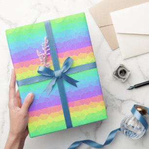 Papel De Presente Arco-íris Brilhante Gradiente Geométrico