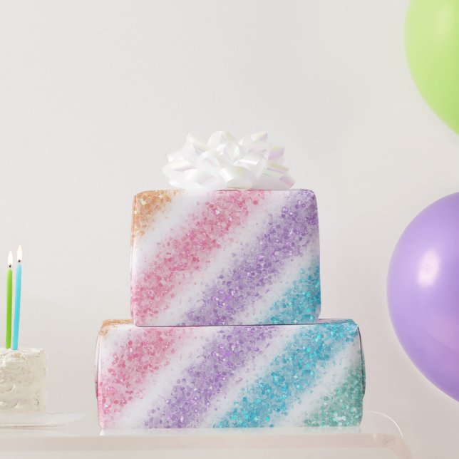 Papel De Presente Arco-íris Brilho Pastel (Presentes para festas)