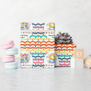 Papel De Presente Arco-Íris Colorido e 9ª Festa de aniversário do Un