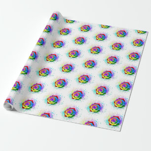 Papel De Presente Arco-íris Colorido Rosa