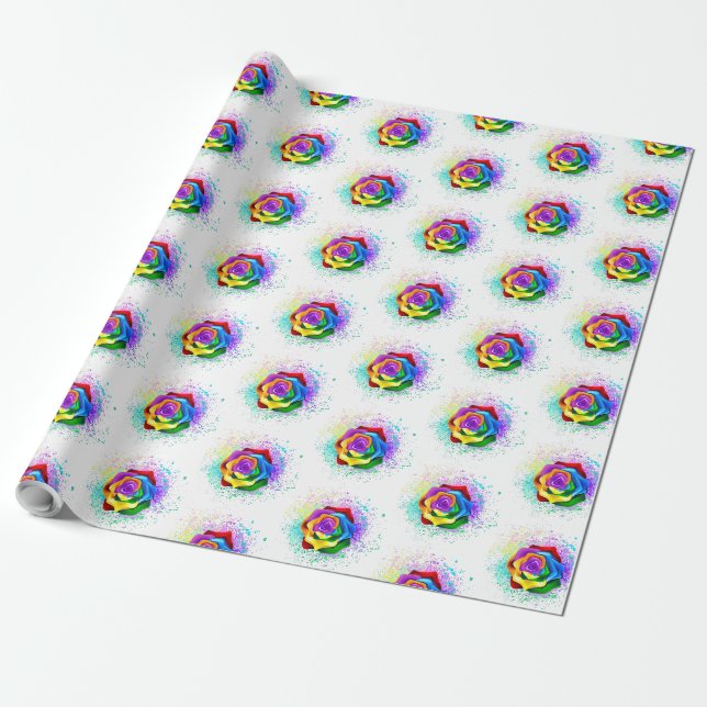 Papel De Presente Arco-íris Colorido Rosa (Desenrolado)