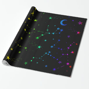 Papel De Presente arco-íris da constelação da lua celeste