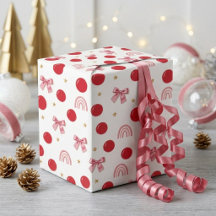 Arco-íris de Natal Laço Rosa Elegante Bolinhas Ver