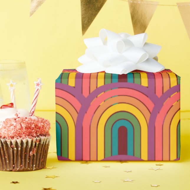 Papel De Presente Arco-Íris dos anos 80 (Festa de aniversário)