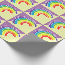 Papel De Presente Arco-íris em roxo e amarelo