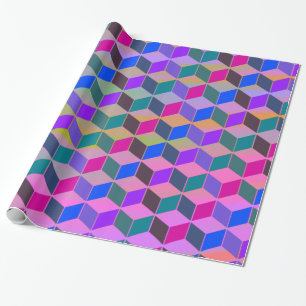 Papel De Presente Arco-Íris Hexágono em Forma de Diamante