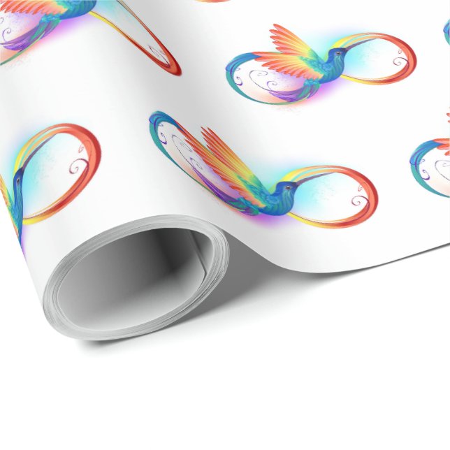 Papel De Presente Arco-íris Hummingbird com símbolo Infinito (Ponta do rolo)
