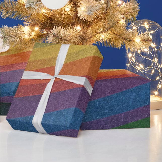 Papel De Presente Arco-íris Inspirado em Metálico Simples e Elegante (Feriados)