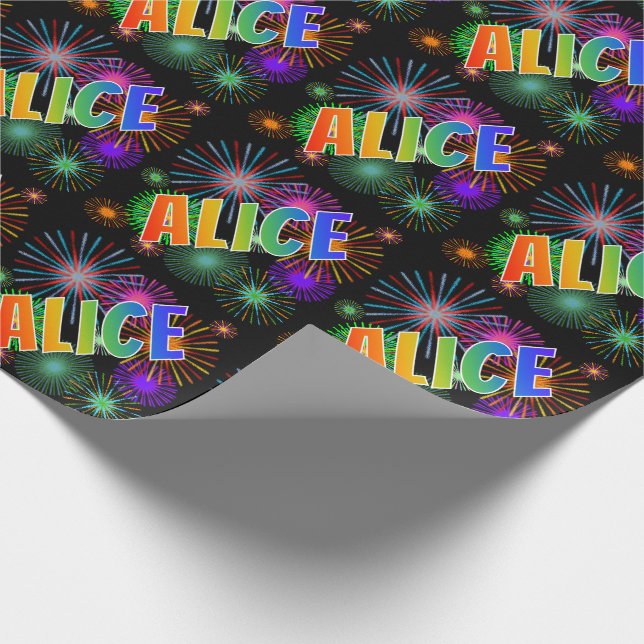 Papel De Presente Arco-Íris Nome "ALICE" + Fireworks (Ponta)