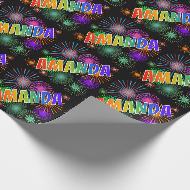 Papel De Presente Arco-Íris Nome "AMANDA" + Fireworks (Ponta)