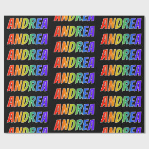 Papel De Presente Arco-Íris Nome "ANDREA"; Divertido e Colorido