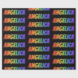 Papel De Presente Arco-Íris Nome "ANGELICA"; Divertido e Colorido