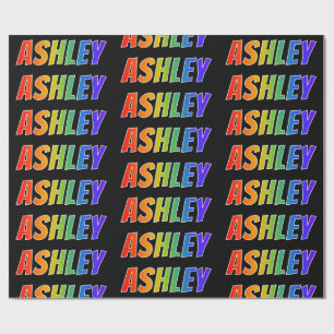 Papel De Presente Arco-Íris Nome "ASHLEY"; Divertido e Colorido