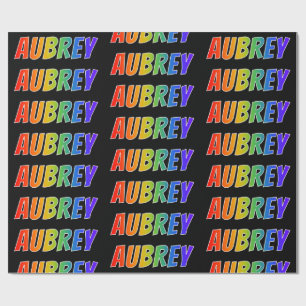 Papel De Presente Arco-Íris Nome "AUBREY"; Divertido e Colorido