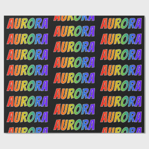 Papel De Presente Arco-Íris Nome "AURORA"; Divertido e Colorido