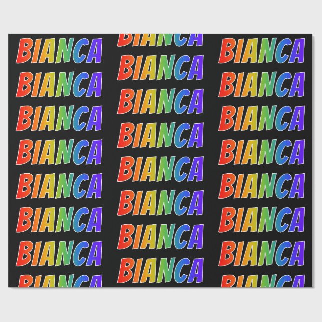Papel De Presente Arco-Íris Nome "BIANCA"; Divertido e Colorido (Aberto)