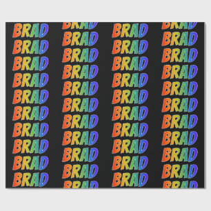 Papel De Presente Arco-Íris Nome "BRAD"; Divertido e Colorido