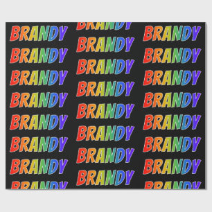 Papel De Presente Arco-Íris Nome "BRANDY"; Divertido e Colorido