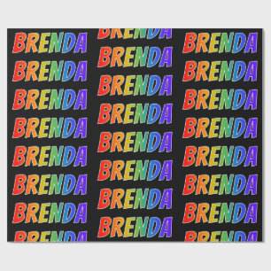 Papel De Presente Arco-Íris Nome "BRENDA"; Divertido e Colorido