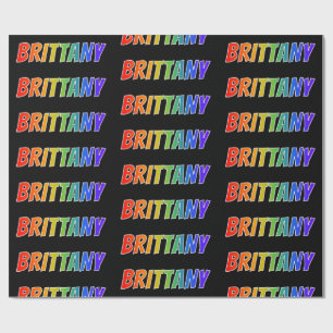 Papel De Presente Arco-Íris Nome "BRITTANY"; Divertido e Colorido