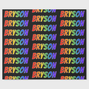 Papel De Presente Arco-Íris Nome "BRYSON"; Divertido e Colorido