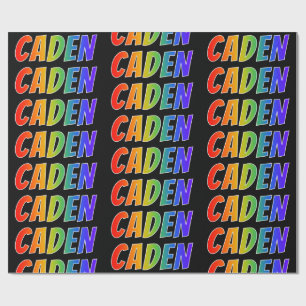 Papel De Presente Arco-Íris Nome "CADEN"; Divertido e Colorido