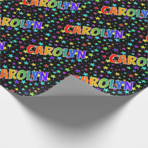 Papel De Presente Arco-Íris Nome "CAROLYN" + Estrelas