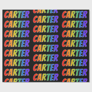Papel De Presente Arco-Íris Nome "CARTER"; Divertido e Colorido