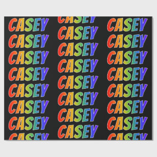 Papel De Presente Arco-Íris Nome "CASEY"; Divertido e Colorido