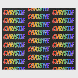 Papel De Presente Arco-Íris Nome "CHRISTIE"; Divertido e Colorido