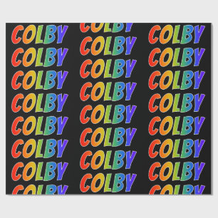 Papel De Presente Arco-Íris Nome "COLBY"; Divertido e Colorido