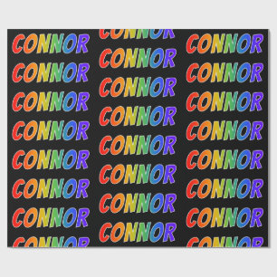 Papel De Presente Arco-Íris Nome "CONNOR"; Divertido e Colorido