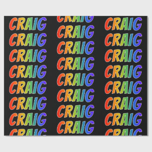 Papel De Presente Arco-Íris Nome "CRAIG"; Divertido e Colorido