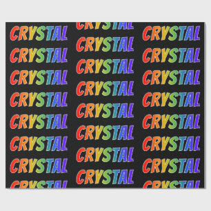 Papel De Presente Arco-Íris Nome "CRYSTAL"; Divertido e Colorido