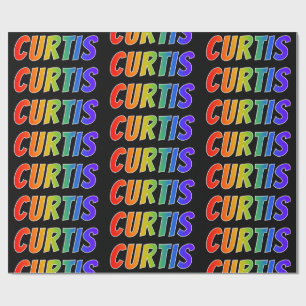 Papel De Presente Arco-Íris Nome "CURTIS"; Divertido e Colorido